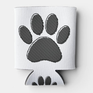 Rafraîchisseur Pour Canette Empreinte de patte de chiot rayée noir et blanc