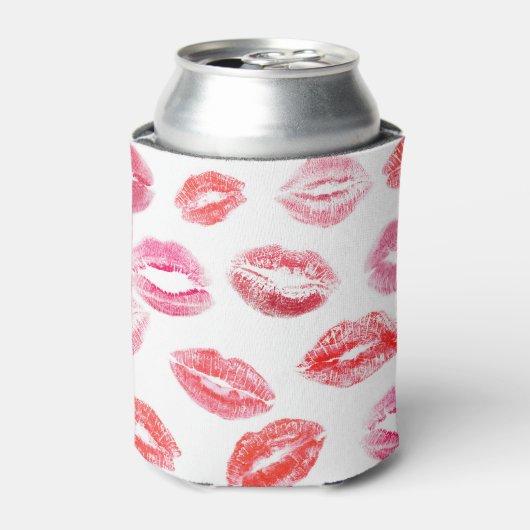 Rafraîchisseur Pour Canette Empreintes à lèvres : diverses lèvres de femmes. (Can devant)