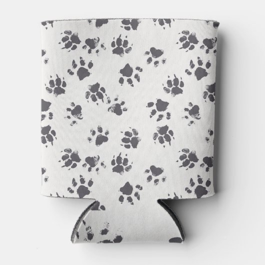 Rafraîchisseur Pour Canette Empreintes Paw : Chien Monochrome Sans Seamless. (Devant)