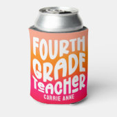 Rafraîchisseur Pour Canette Enseignant de 4e année Pink Gradient Personnalisé (Can Dos)