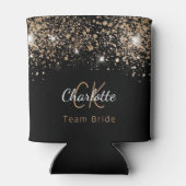 Rafraîchisseur Pour Canette Équipe Mariée nom monogramme noir paillettes dorée (Dos)