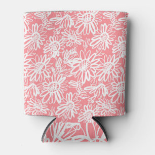 Rafraîchisseur Pour Canette Esquisse de marguerite Abstraite, motif monochrome
