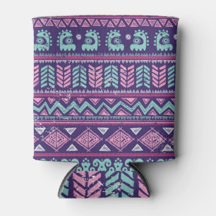 Rafraîchisseur Pour Canette Ethnique Tribale : Motif coloré sans couture.
