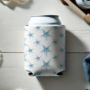 Rafraîchisseur Pour Canette Étoile de mer aquarelle bleue de plage