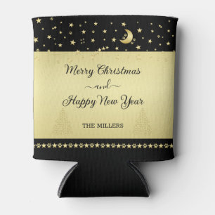 Rafraîchisseur Pour Canette Etoiles de Noël brillantes or, pattes sur or et no
