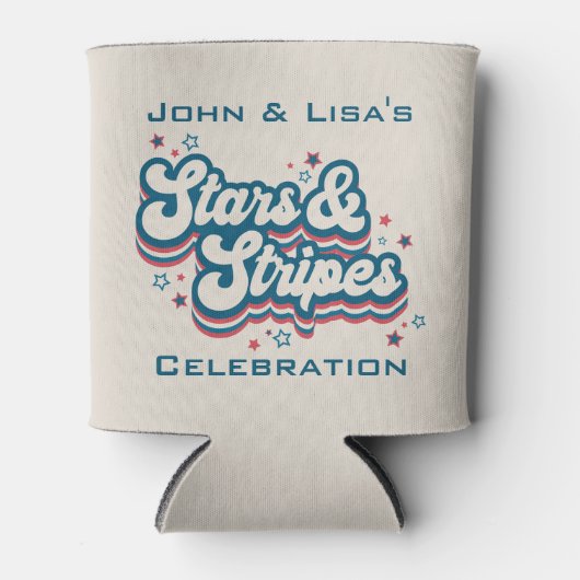 Rafraîchisseur Pour Canette Étoiles et rayures - 4 juillet peut refroidir (Devant)