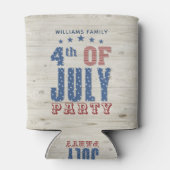 Rafraîchisseur Pour Canette Étoiles et rayures en bois rustique | 4 JUILLET (Dos)