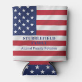 Rafraîchisseur Pour Canette Étoiles patriotiques et rayures Rouge Bleu Blanc F (Devant)