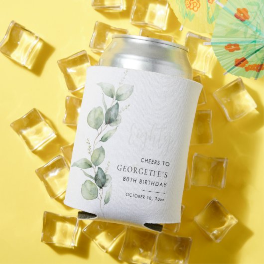 Rafraîchisseur Pour Canette Eucalyptus Aquarelle 80e Anniversaire (Été in situ)