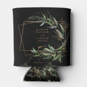 Rafraîchisseur Pour Canette Eucalyptus géométrique or Elégant Mariage noir (Dos)