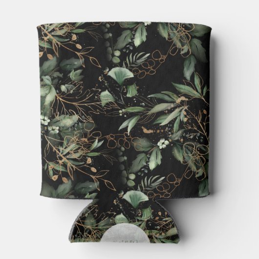 Rafraîchisseur Pour Canette Eucalyptus Golden Boho Elegant Onyx Black Mariage (Dos)