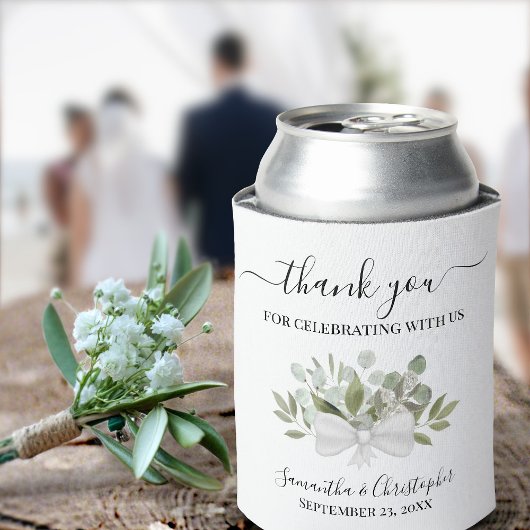Rafraîchisseur Pour Canette Eucalyptus rustique Élégant Merci de mariage