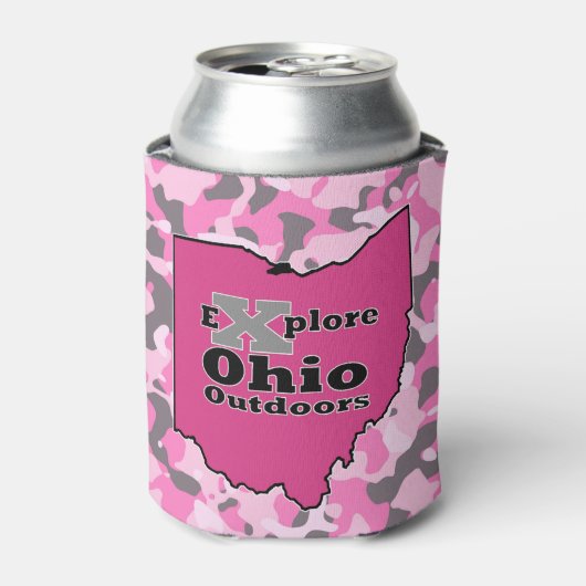 Rafraîchisseur Pour Canette Explorez Ohio En Plein Air Camouflage rose Pouvant (Can devant)