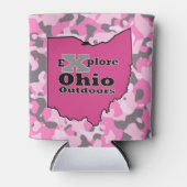 Rafraîchisseur Pour Canette Explorez Ohio En Plein Air Camouflage rose Pouvant (Devant)