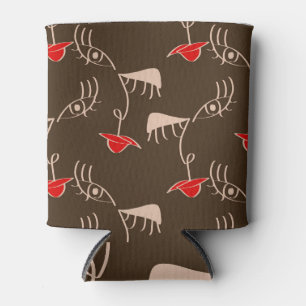 Rafraîchisseur Pour Canette Face de femme à une ligne : motif abstrait.