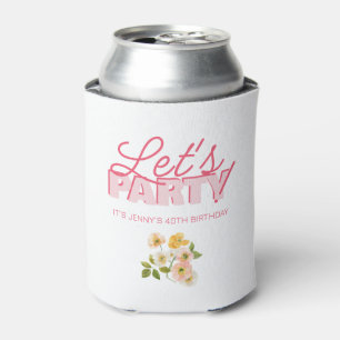 Rafraîchisseur Pour Canette Faisons la fête tendance rose Lettering 40e annive