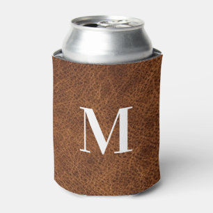 Rafraîchisseur Pour Canette Faux cuir marron moderne Monogramme