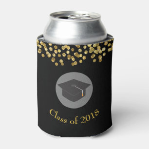 Rafraîchisseur Pour Canette Faux Gold Confetti & Graduation Cap Classe de 20xx