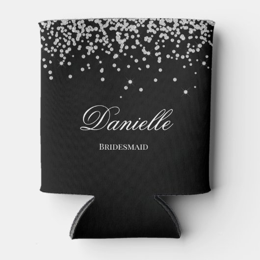 Rafraîchisseur Pour Canette Faux Sparkly Diamond noir et blanc Personnalisé (Devant)