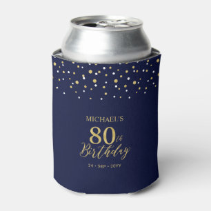 Rafraîchisseur Pour Canette Faveur de fête d'anniversaire 80 ans confettis ble