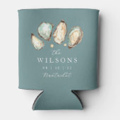 Rafraîchisseur Pour Canette Faveur de mariage huître aquarelle côtière (Devant)