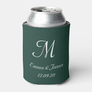 Rafraîchisseur Pour Canette Faveur de mariage moderne à monogramme vert émerau