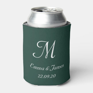 Rafraîchisseur Pour Canette Faveur de mariage moderne à monogramme vert émerau