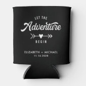 Rafraîchisseur Pour Canette Faveur Mariage Laisser L'Aventure Commencer Noir (Devant)