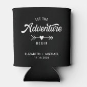 Rafraîchisseur Pour Canette Faveur Mariage Laisser L'Aventure Commencer Noir (Dos)