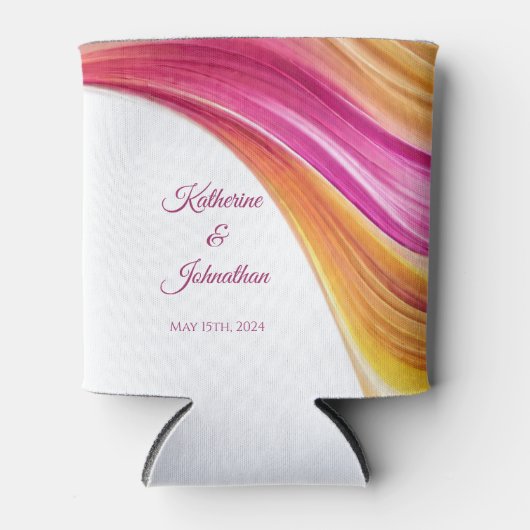 Rafraîchisseur Pour Canette Faveurs de mariage moderne-rose orange jaune- (Devant)