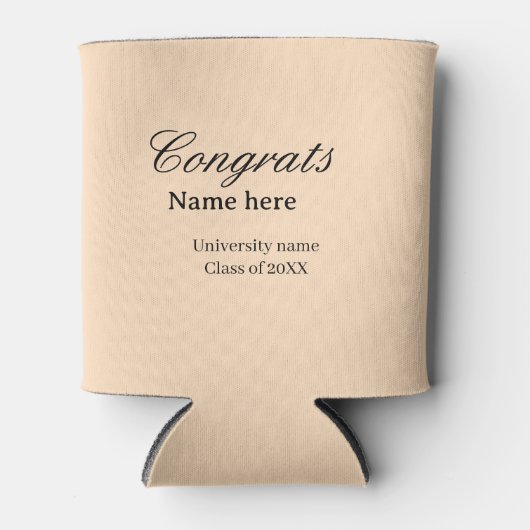 Rafraîchisseur Pour Canette Félicitations diplômé nom de l'université promotio (Devant)
