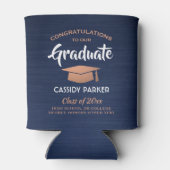 Rafraîchisseur Pour Canette Félicitations Graduation Brossé Marine Bleu Blanc  (Dos)