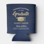 Rafraîchisseur Pour Canette Félicitations Graduation Party Brossé Marine Or Bl (Dos)