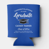 Rafraîchisseur Pour Canette Félicitations Graduation Party Moderne Royal Bleu (Dos)