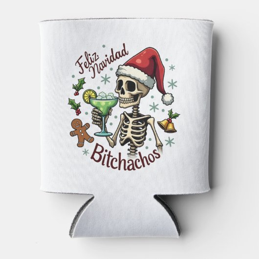 Rafraîchisseur Pour Canette Feliz Navidad Bitchachos Funny Skull Spanish Merry (Devant)