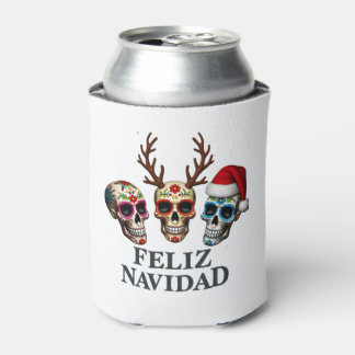 Rafraîchisseur Pour Canette Feliz Navidad Sugar Skulls Reindeer Santa Mexican 
