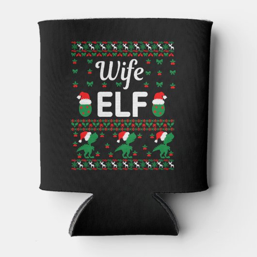 Rafraîchisseur Pour Canette femme elf noël laide pull (Devant)