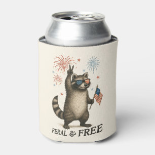 Rafraîchisseur Pour Canette Feral Mais Fireworks Gratuit Feral Raccoon 4 juill