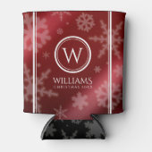 Rafraîchisseur Pour Canette Festif Red Foil Snowflakes Nom du monogramme (Devant)