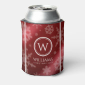 Rafraîchisseur Pour Canette Festif Red Foil Snowflakes Nom du monogramme (Can Dos)
