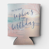 Rafraîchisseur Pour Canette Fête Anniversaire Plage Favoriser Rose Personnalis (Devant)