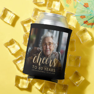 Rafraîchisseur Pour Canette Fête d'anniversaire 80 ans avec photo personnalisé
