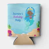 Rafraîchisseur Pour Canette Fête d'anniversaire des filles de sirènes afro-amé (Devant)