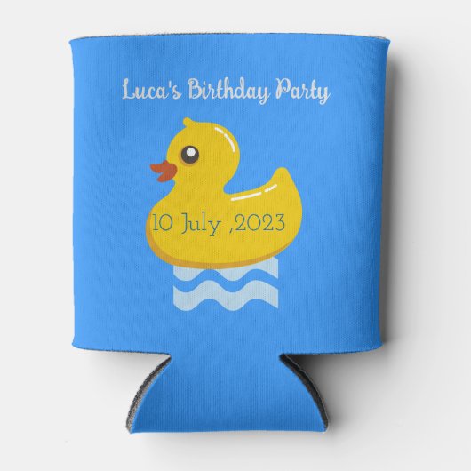 Rafraîchisseur Pour Canette fête d'anniversaire en caoutchouc jaune de canard (Devant)