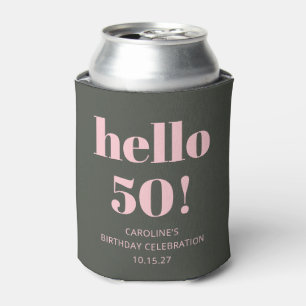 Rafraîchisseur Pour Canette Fête d'anniversaire moderne Bold Pink Olive Sage 5
