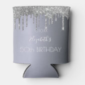 Rafraîchisseur Pour Canette Fête d'anniversaire parties scintillant argent 50 (Devant)