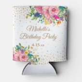 Rafraîchisseur Pour Canette Fête d'anniversaire rose bleu jaune (Devant)