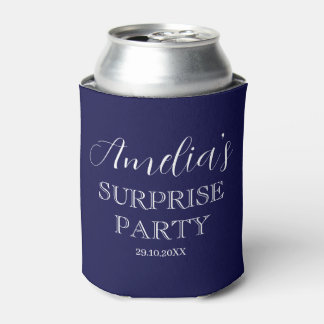 Rafraîchisseur Pour Canette Fête d'anniversaire surprise bleu marine et blanc