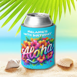Rafraîchisseur Pour Canette Fête d'anniversaire tropicale Fun Aloha