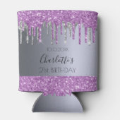 Rafraîchisseur Pour Canette Fête d'anniversaire violet argent parties scintill (Dos)